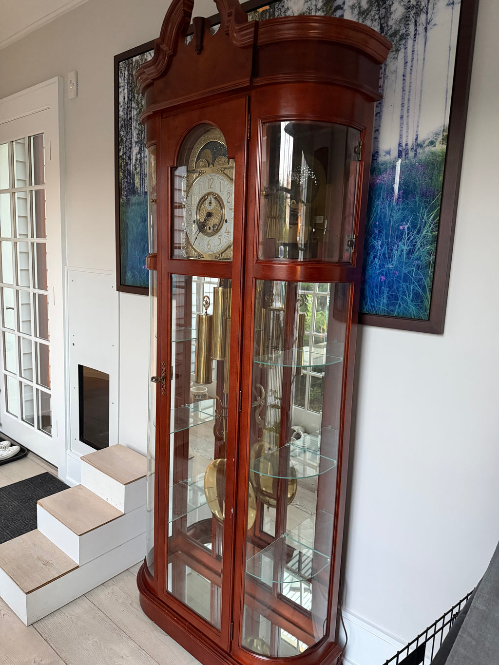Howard Miller Grandfather clock and curios case