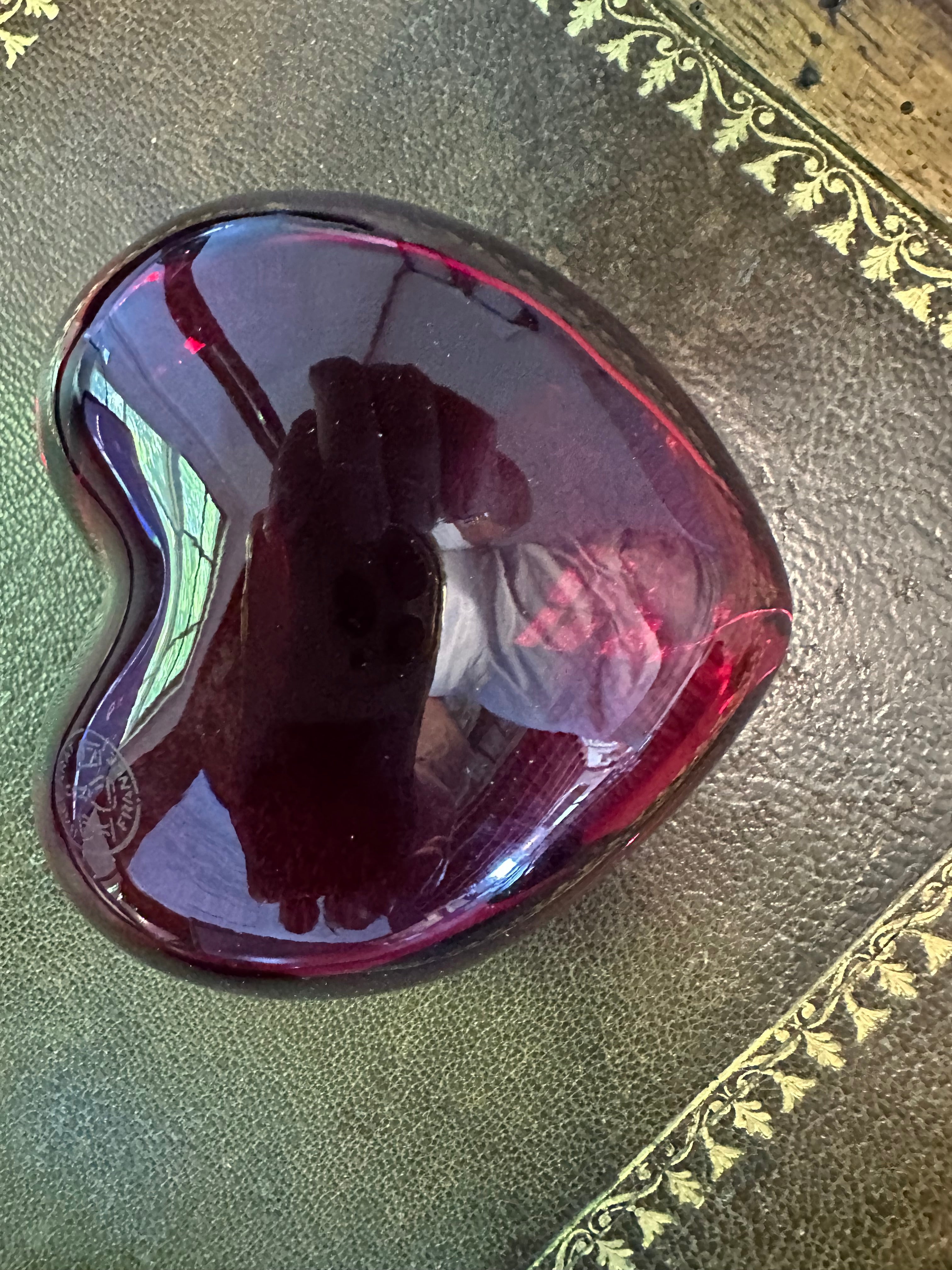 Baccarat ruby red glass heart