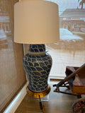Chinese blue and white temple jar lamp