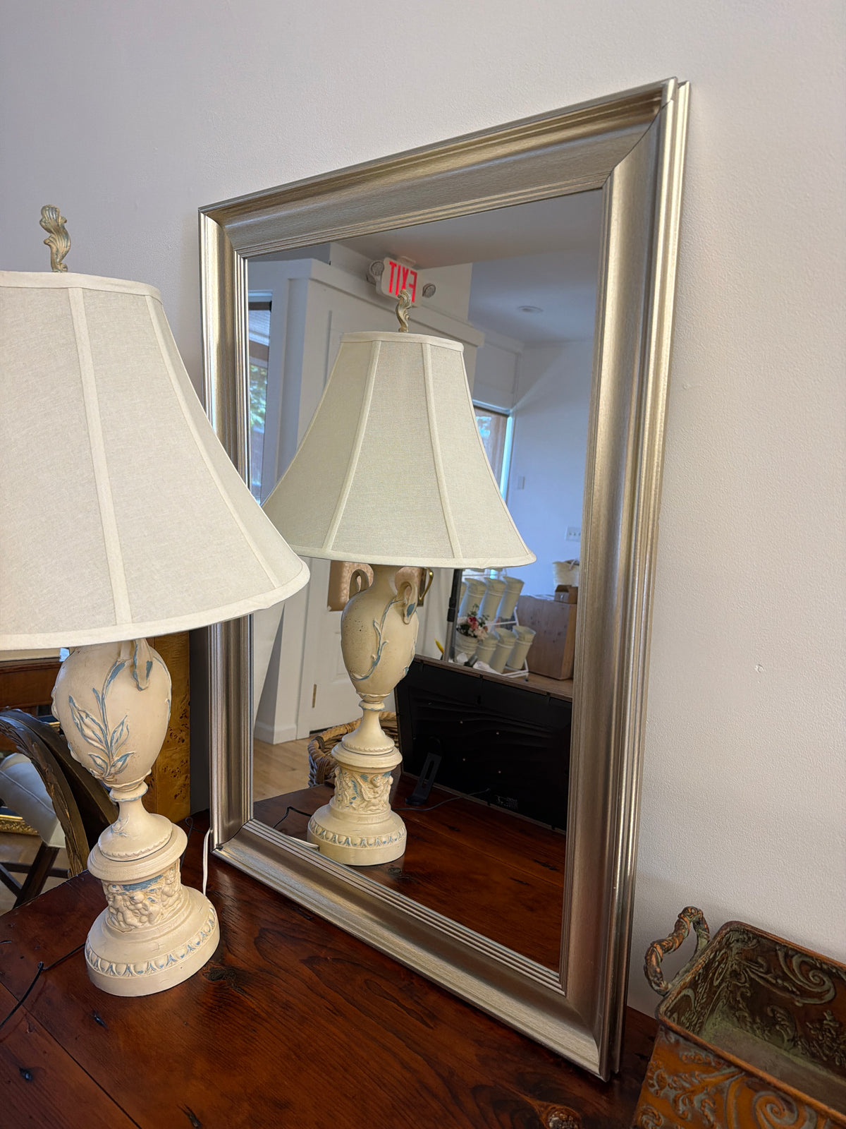 Light weight pale gold colored rectangular mirror