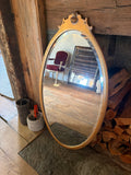 Hollywood Regency Oval double beveled wooden mirror