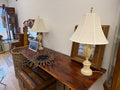 Pair of cream  and blue lamps