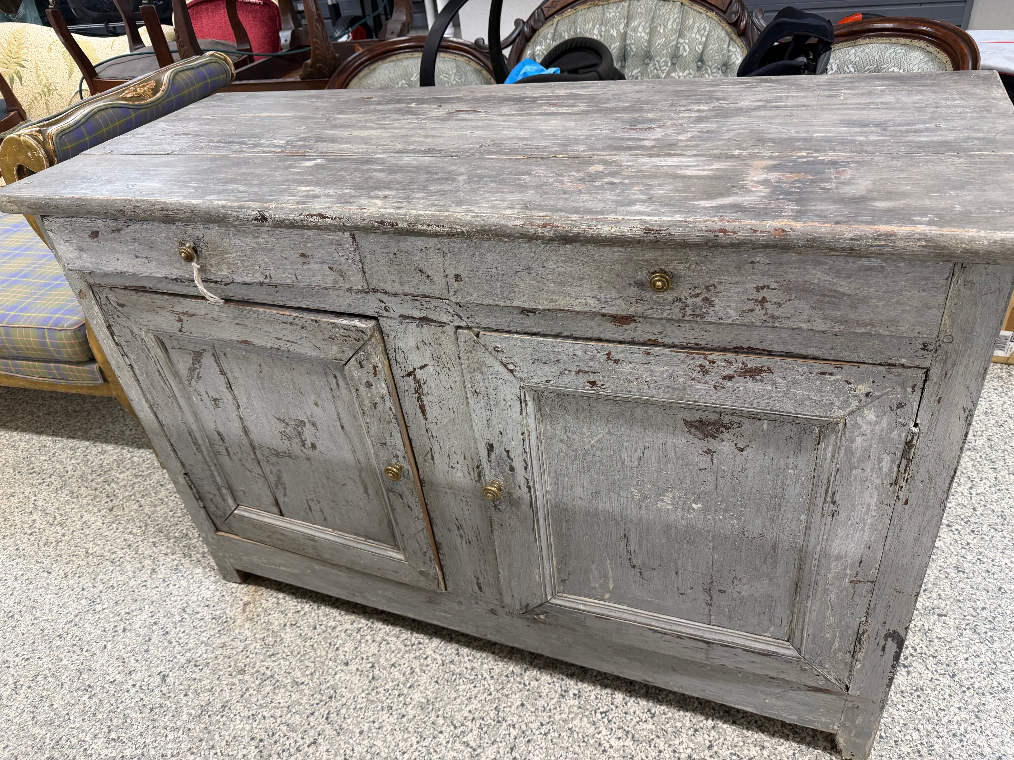 French grey painted antique dresser