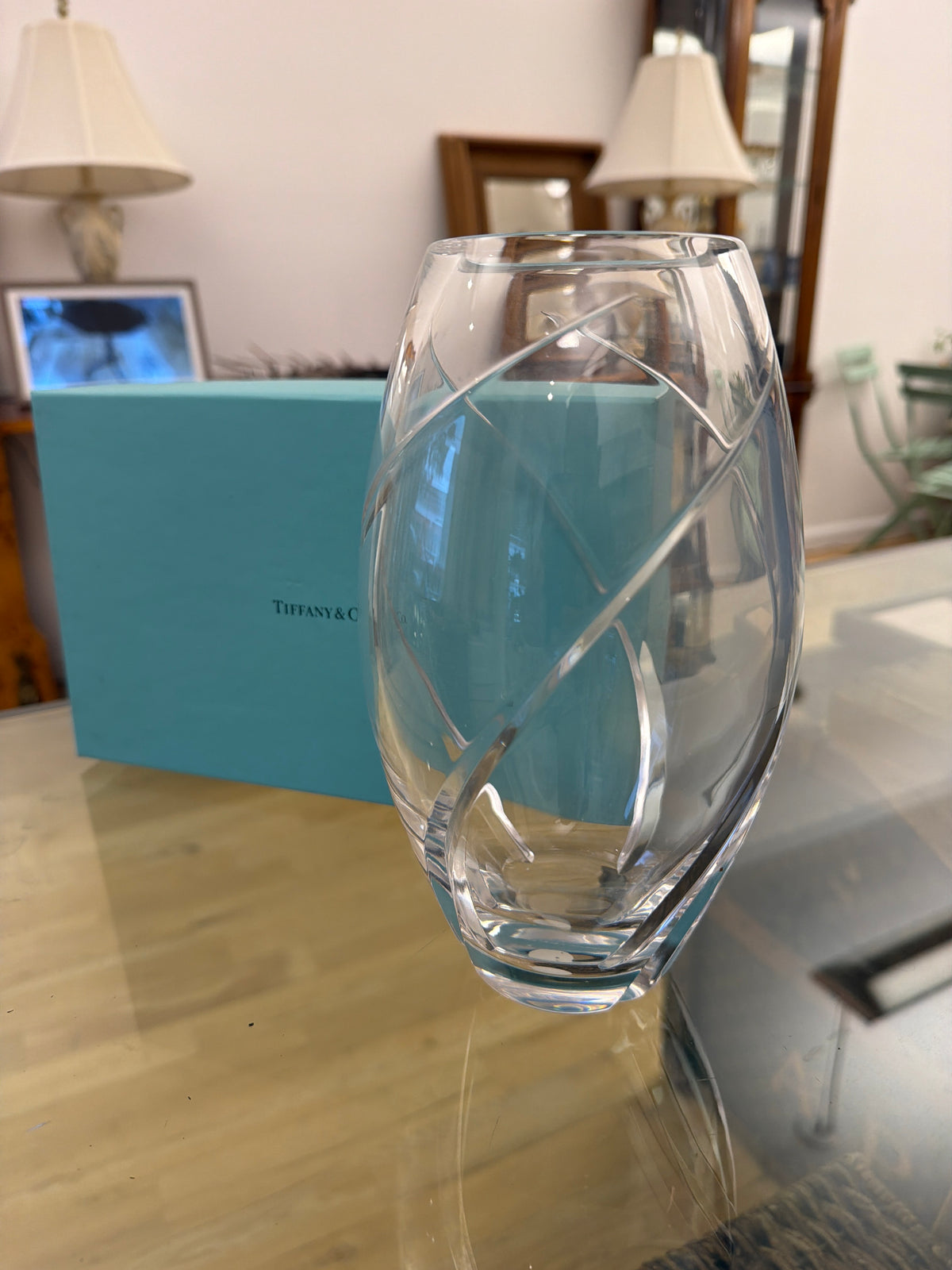 Tiffany cut glass stem vase