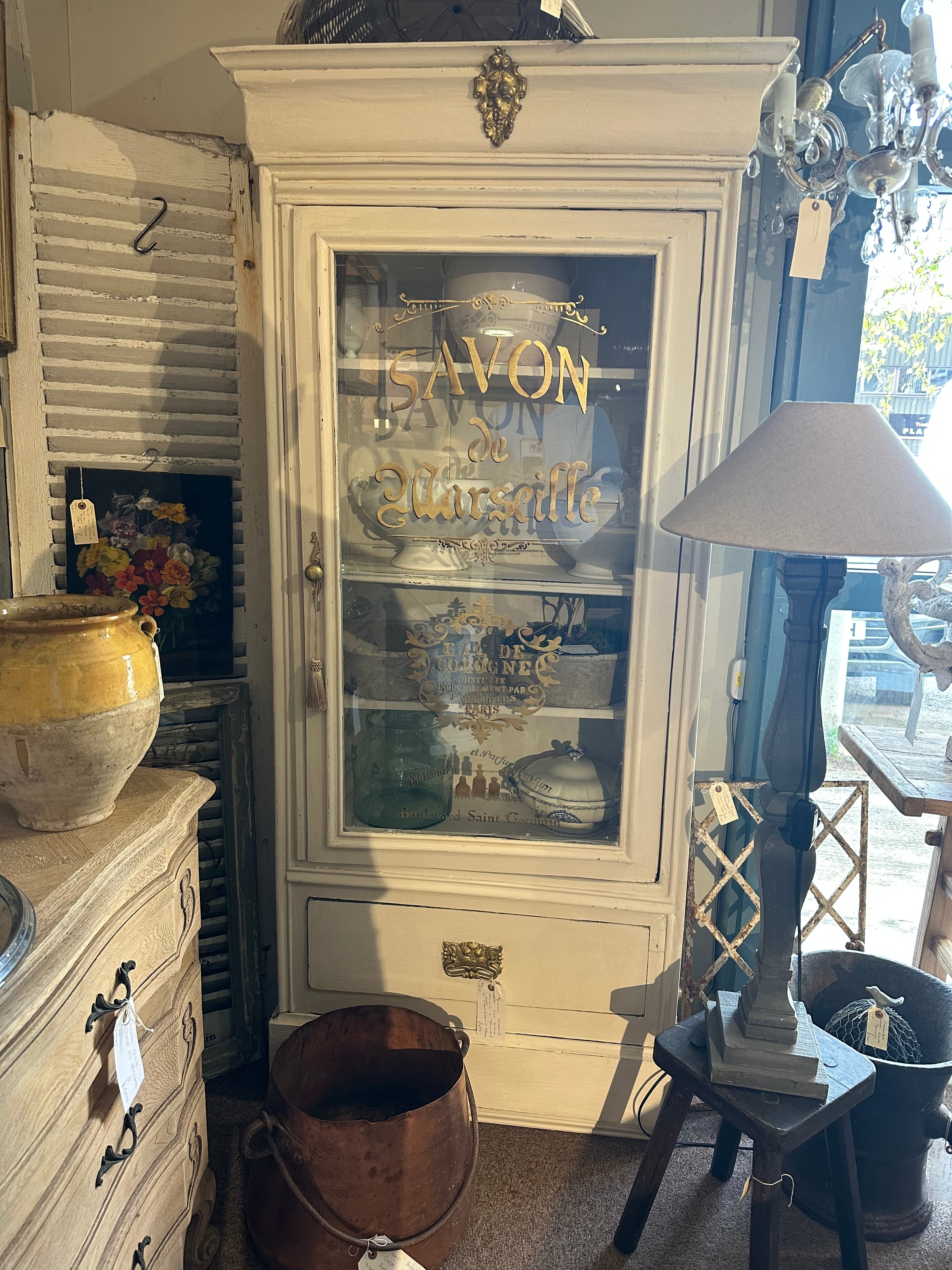 French antique medicine cabinet