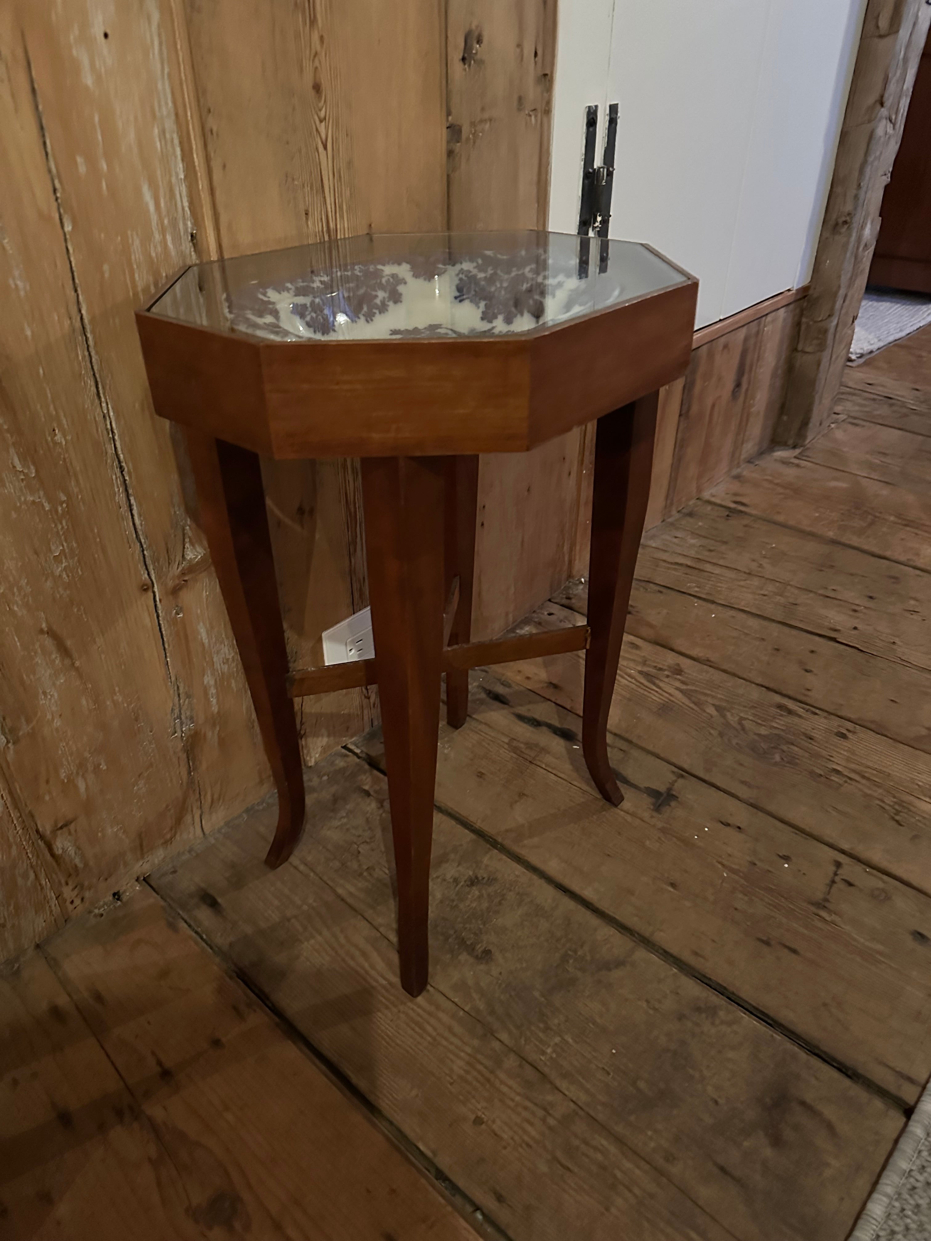 18th C side table and ceramic plate