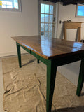 Farmhouse kitchen table, green with gloss top