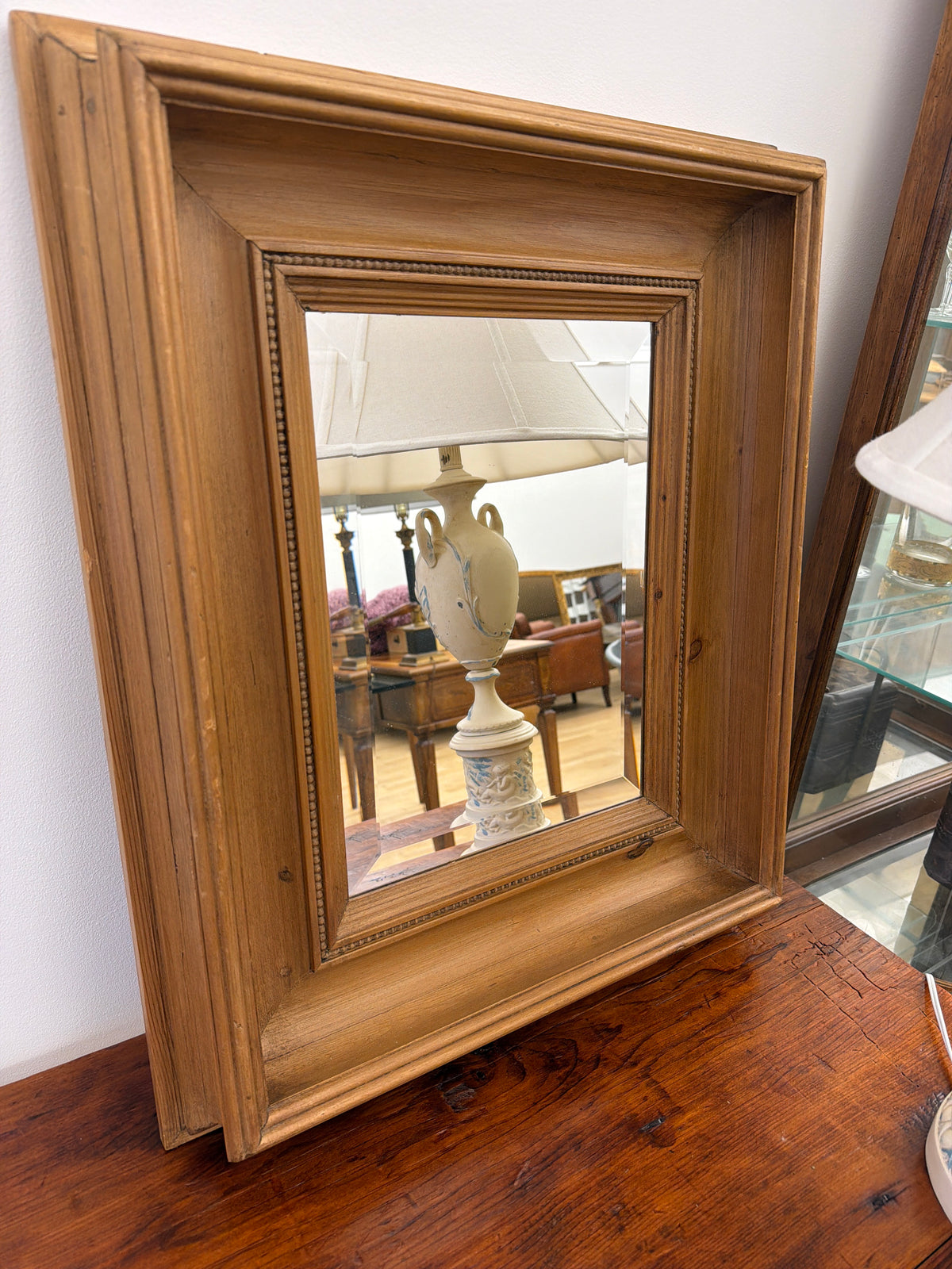 Wooden square mirror