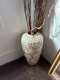 Mother of pearl mosaic floor vase