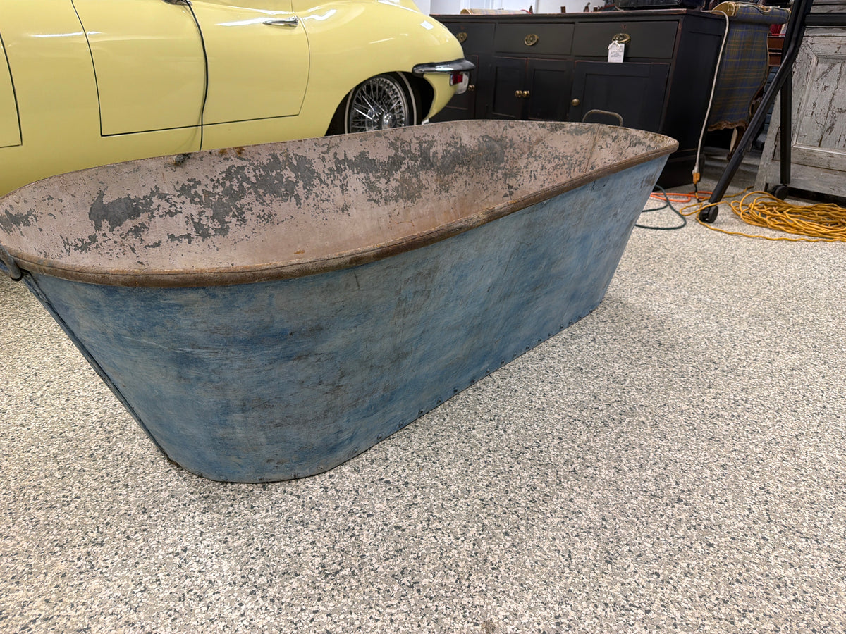 Cast iron Bath tub planter - blue