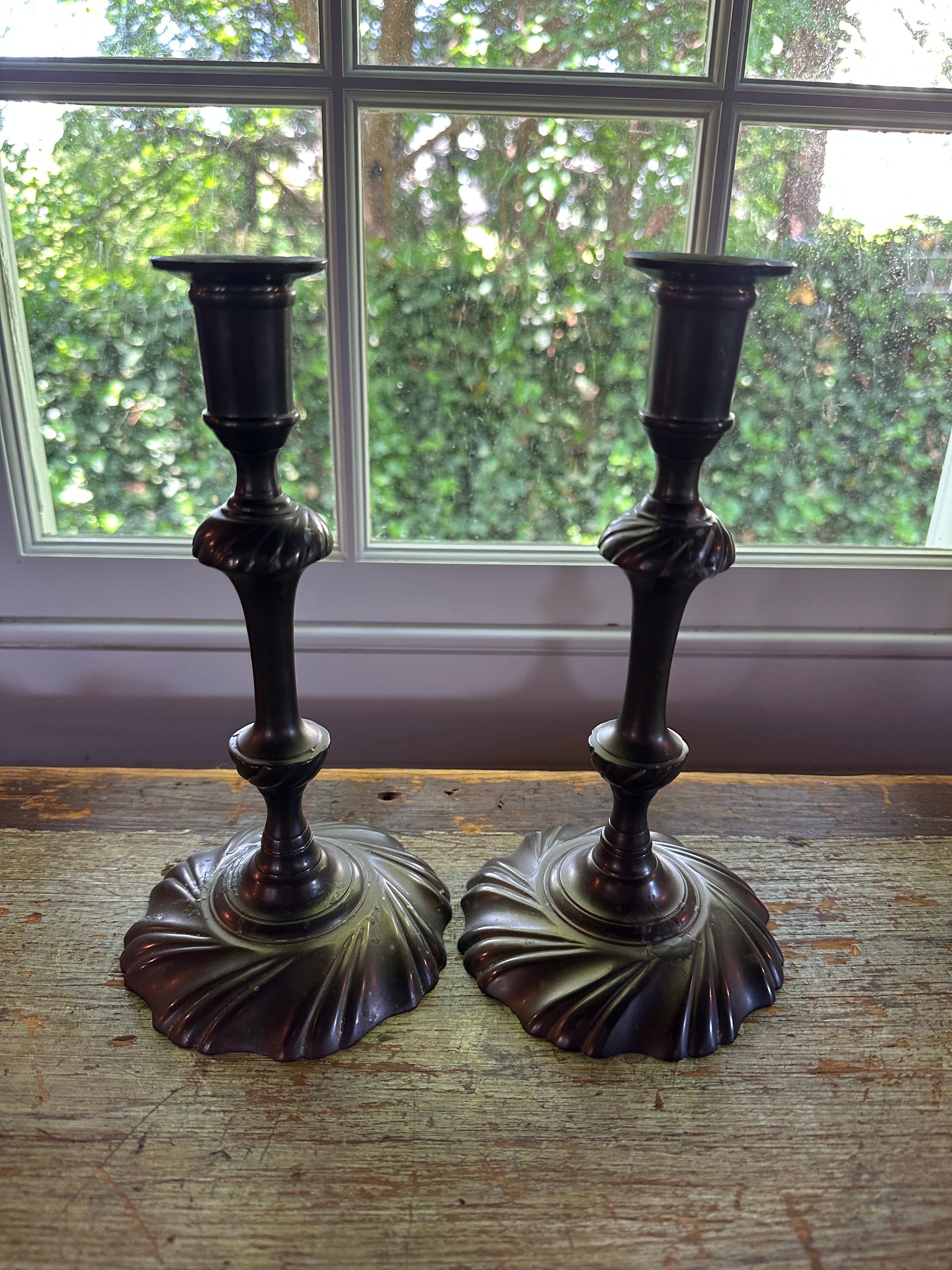 Pair of Mottaheder candlesticks