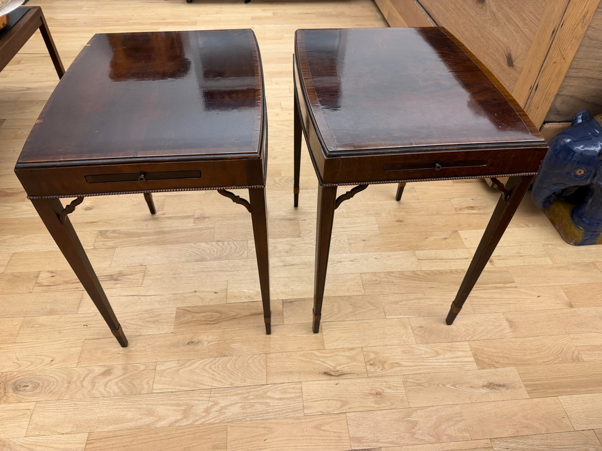Pair of Welman French mahogany end tables
