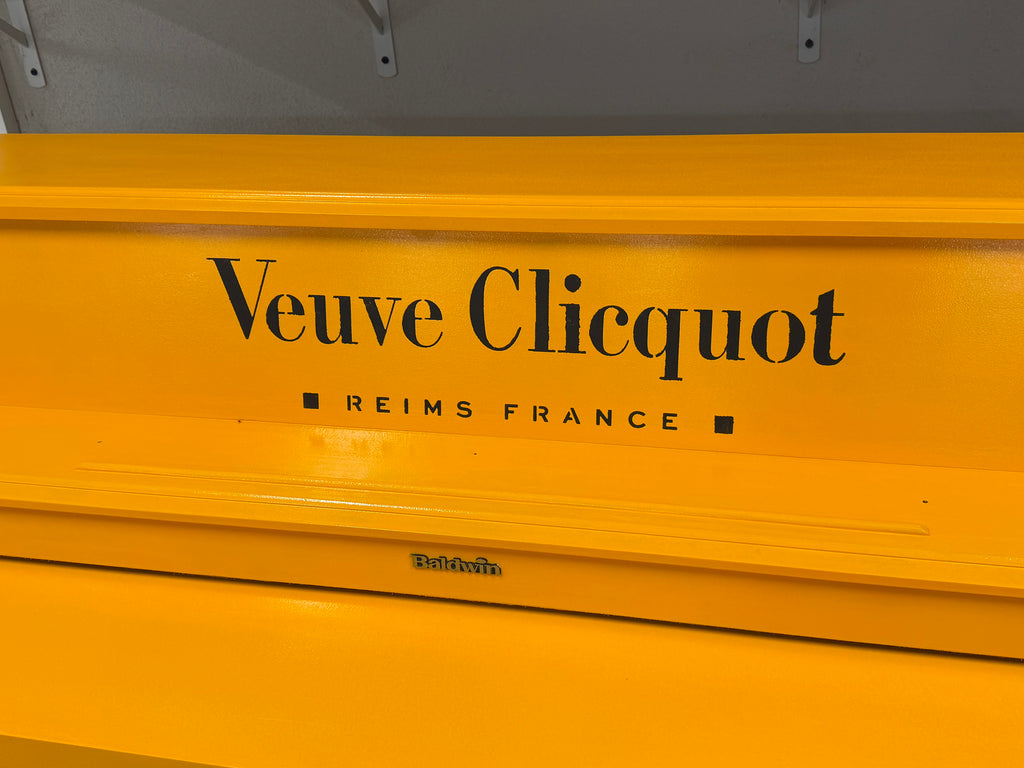Baldwin piano with Veuve Clicquot design