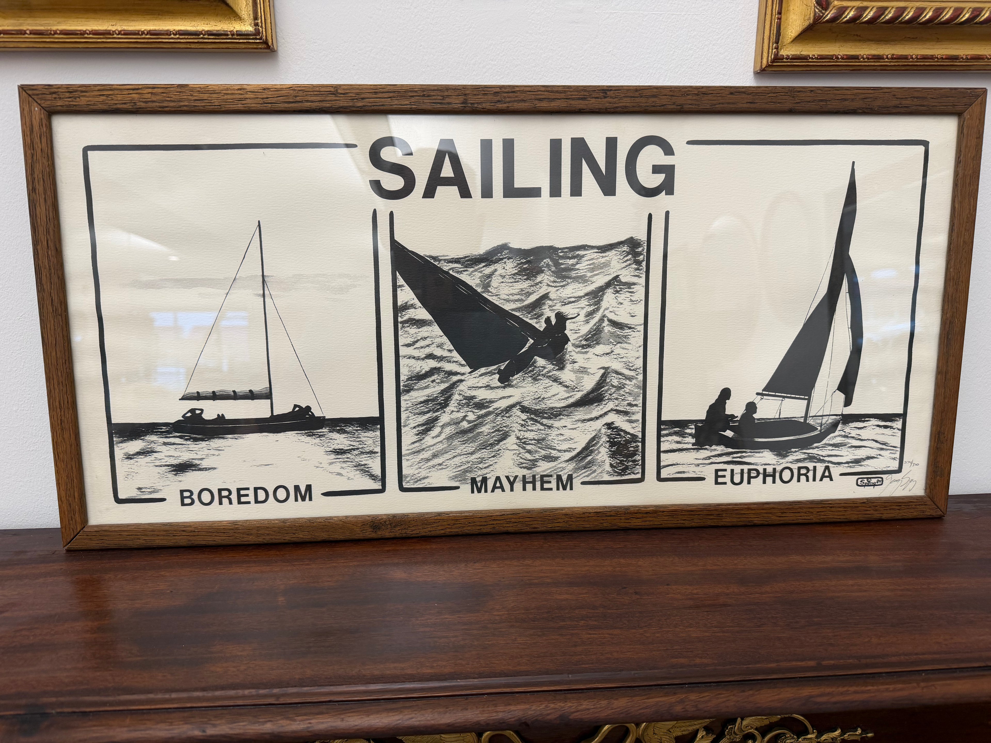 Signed and framed nautical print